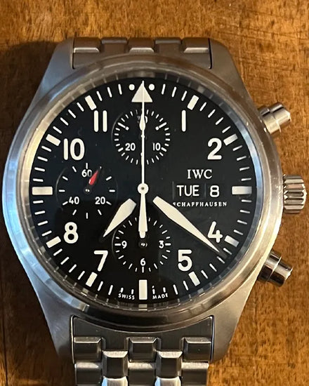 2011 IWC Schaffhausen Pilot Chronograph Spitfire 42MM Black Dial Steel Bracelet (IW371704)