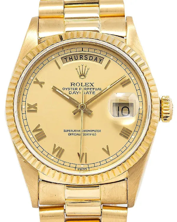 Rolex Day-Date 36MM Champagne Dial Yellow Gold President Bracelet (18038)