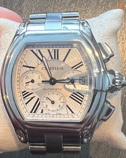Cartier Roadster 43MM Silver Dial Steel Bracelet (W62019X6)