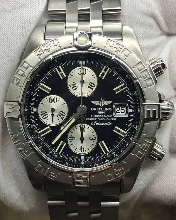 Breitling Galactic Chronograph 44MM Black Dial Steel Bracelet (A13364)