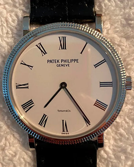 2002 Patek Philippe Calatrava 35MM White Tiffany & Co. Dial Leather Strap (5120G-001)