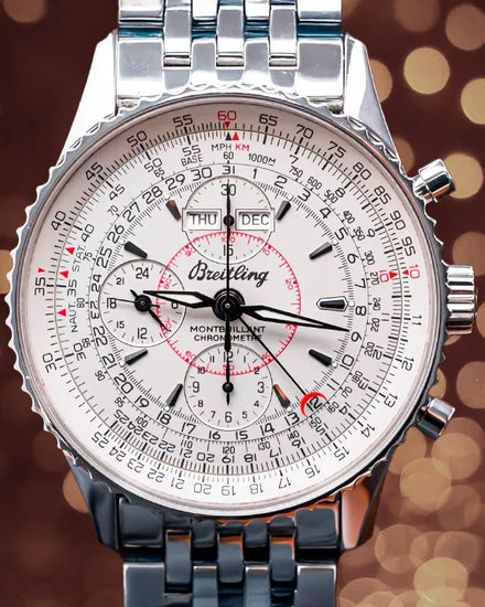 2003 Breitling Montbrillant Datora "Triple Date" 43MM Silver Dial Steel Bracelet (A21330)