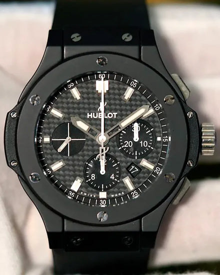 2015 Hublot Big Bang "Black Magic" 44MM Carbon Fiber Dial Rubber Strap (301.CI.1770.GR)