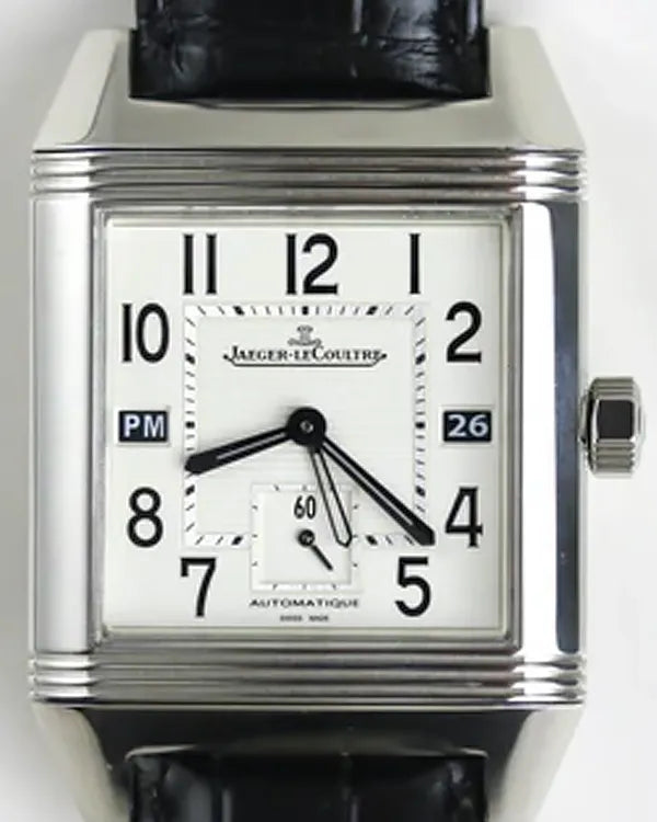 Jaeger-LeCoultre Reverso Squadra Hometime 35MM White Dial Leather Strap (230.8.77)