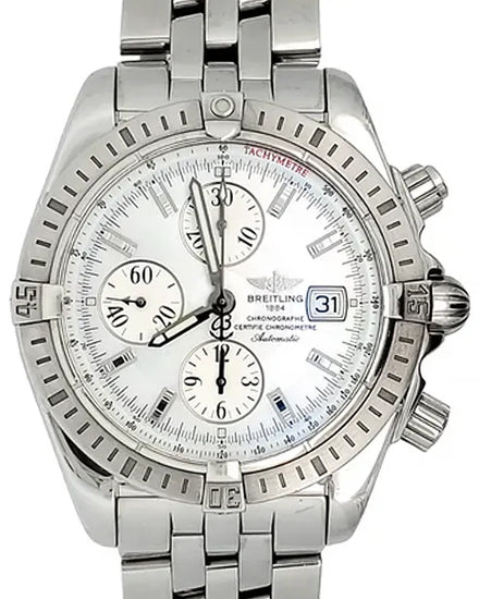 Breitling Chronomat Evolution 44MM White Dial Steel Bracelet (A13356)