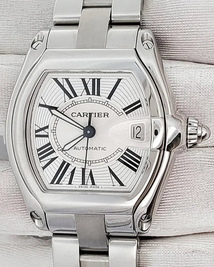 Cartier Roadster De Cartier 37MM Silver Dial Steel Bracelet (W62025V3)