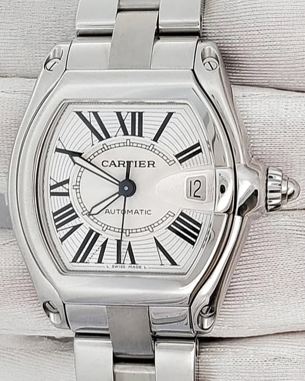 Cartier Roadster De Cartier 37MM Silver Dial Steel Bracelet (W62025V3)