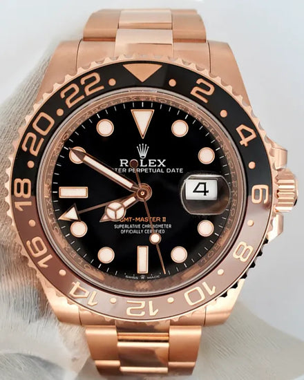 2022 Rolex GMT-Master II "Root Beer" 40MM Black Dial Rose Gold Bracelet (126715CHNR)