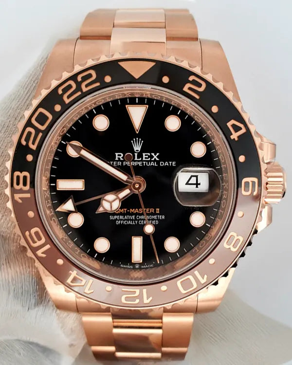 2022 Rolex GMT-Master II "Root Beer" 40MM Black Dial Rose Gold Bracelet (126715CHNR)