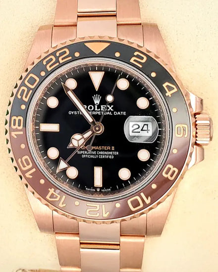 2022 Rolex GMT-Master II "Root Beer" 40MM Black Dial Rose Gold Bracelet (126715CHNR)