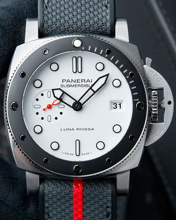 2024 Panerai Submersible Luna Rossa 42MM White Dial Textile/Rubber Strap (PAM01579)