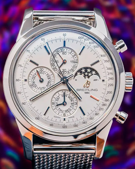 Breitling Transocean Chronograph 1461 43MM Silver Dial Steel Bracelet (A1931012/G750)