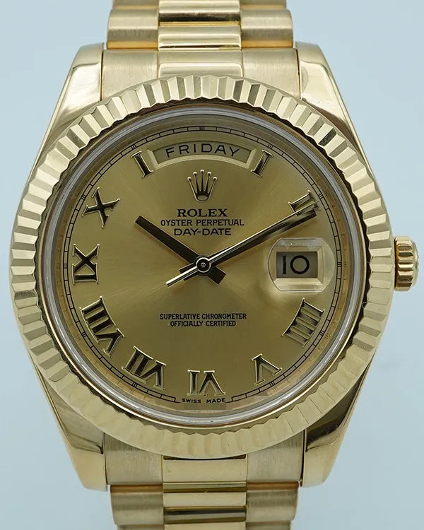 2011 Rolex Day-Date II 41MM Champagne Dial Yellow Gold President Bracelet (218238)