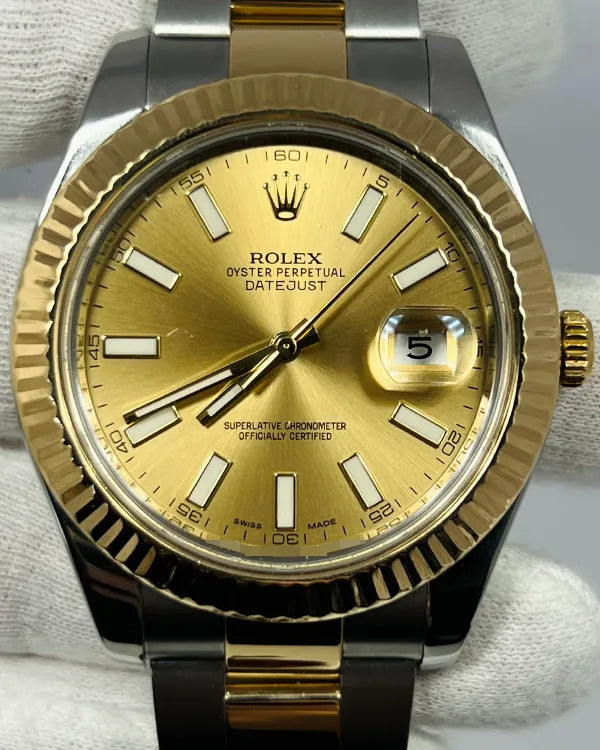 2015 Rolex Datejust II 41MM Champagne Dial Two-Tone Bracelet (116333)