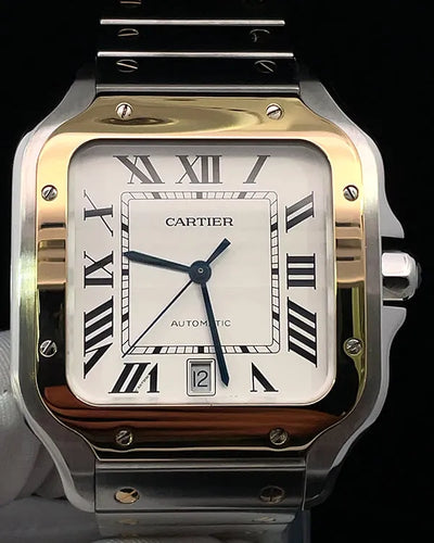 2022 Cartier Santos De Cartier 39.8MM Silver Dial Two-Tone Bracelet (W2SA0009)