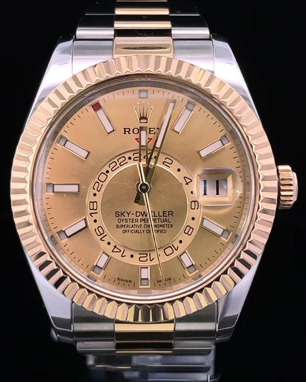 2018 Rolex Sky-Dweller 42MM Champagne Dial Two-Tone Oyster Bracelet (326933)