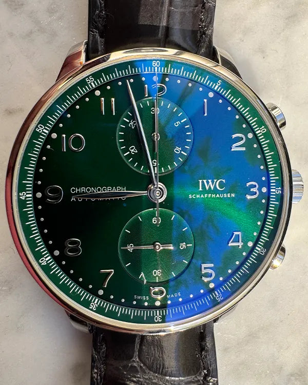 2023 IWC Schaffhausen Portugieser Chronograph 41MM Green Dial Leather Strap (IW371615)