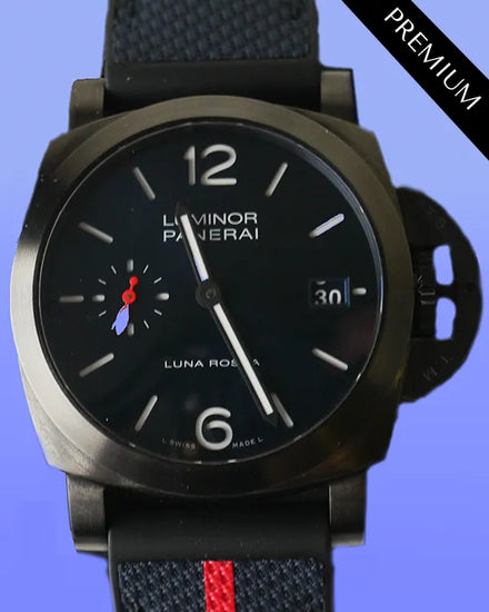 2023 Panerai Luminor Quaranta DLC Luna Rossa 40MM Blue Dial Rubber Strap (PAM01408)