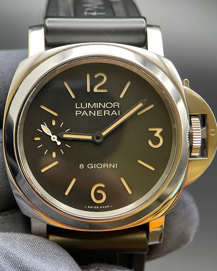 Panerai Luminor Base 8 Giorni 44MM Black Dial Rubber Strap (PAM00915)
