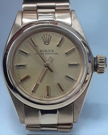 Rolex Oyster Perpetual 26MM Champagne Dial Yellow Gold Oyster Bracelet (6719)