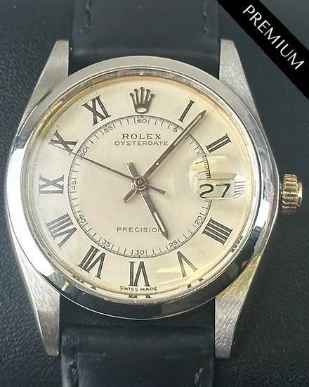 Rolex Oyster Precision 34MM Silver Dial Aftermarket Leather Strap (6694)