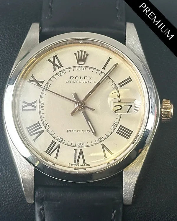 Rolex Oyster Precision 34MM Silver Dial Aftermarket Leather Strap (6694)