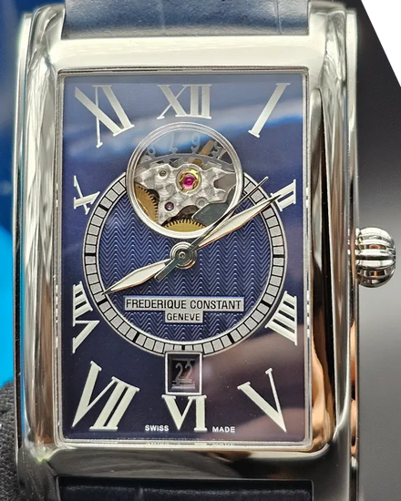 No Reserve - Frederique Constant Classics Carree 47MM Blue Dial Leather Strap (FC-315DNS4C26)