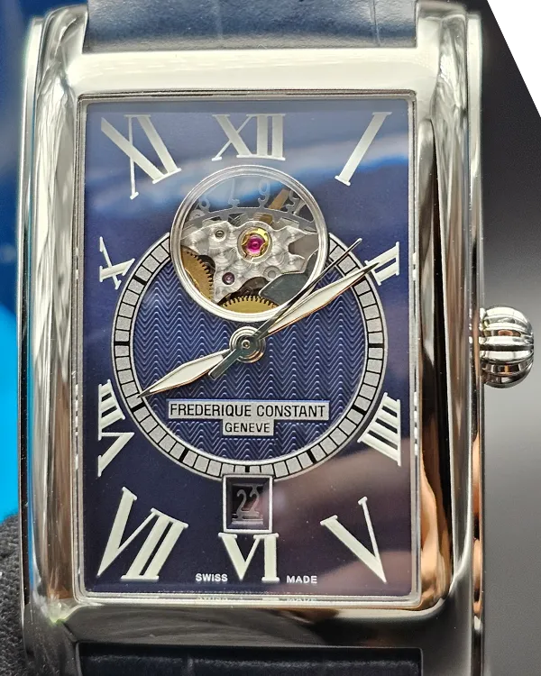No Reserve - Frederique Constant Classics Carree 47MM Blue Dial Leather Strap (FC-315DNS4C26)