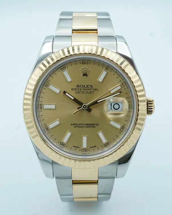 2016 Rolex Datejust II 41MM Champagne Dial Two-Tone Oyster Bracelet (116333)