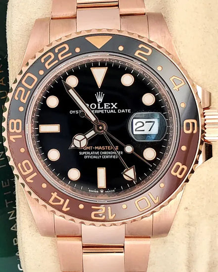 2021 Rolex GMT-Master II "Root Beer" 40MM Black Dial Rose Gold Bracelet (126715CHNR)