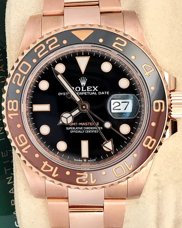 2021 Rolex GMT-Master II "Root Beer" 40MM Black Dial Rose Gold Bracelet (126715CHNR)