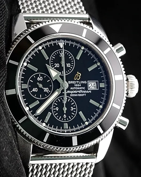 2008 Breitling Superocean Heritage Chrono 46MM Black Dial Steel Bracelet (A13320)