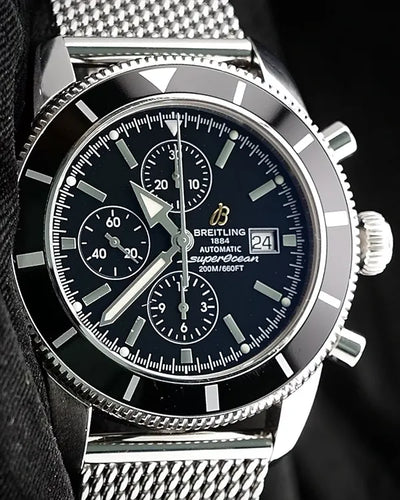 2008 Breitling Superocean Heritage Chrono 46MM Black Dial Steel Bracelet (A13320)