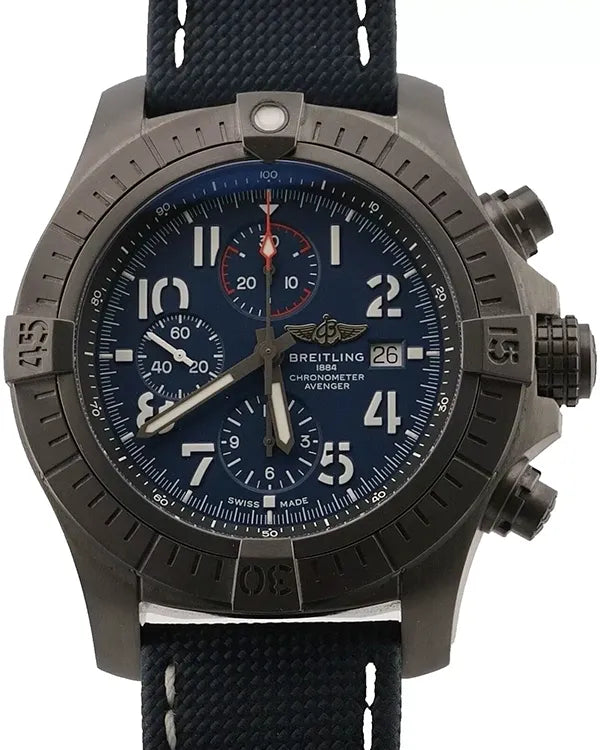 2020 Breitling Super Avenger "Night Mission" 48MM Blue Dial Leather Strap (V13375101C1X1)