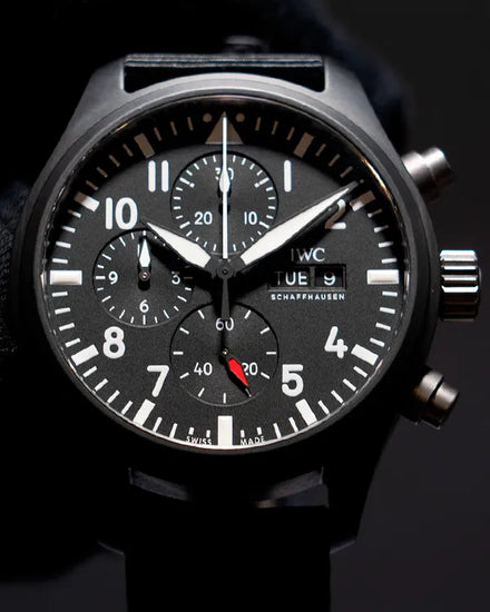 2021 IWC Schaffhausen Pilot Chronograph "Top Gun" 44.5MM Black Dial Textile Strap (IW389101)