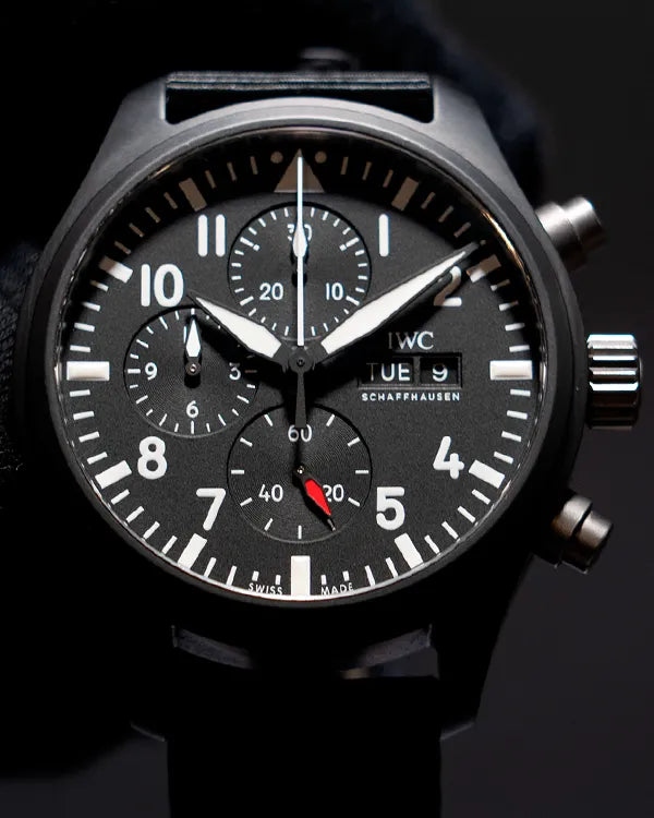 2021 IWC Schaffhausen Pilot Chronograph "Top Gun" 44.5MM Black Dial Textile Strap (IW389101)