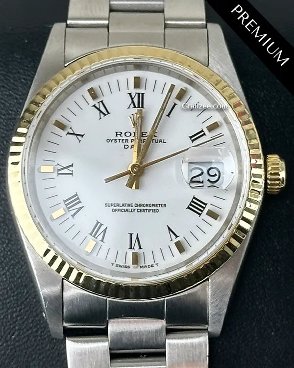Rolex Oyster Perpetual Date 34MM White Dial Oyster Bracelet (15200)