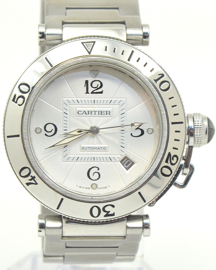 Cartier Pasha De Cartier Seatimer 40MM Silver Dial Steel Bracelet (2790)