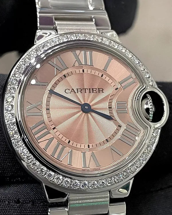 2020 Cartier Ballon Bleu 33MM Quartz Pink Dial Steel Bracelet (WSBB0033)