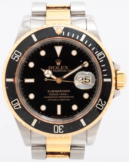 Rolex Submariner 40MM Black Dial Two-Tone Oyster Bracelet (16613)