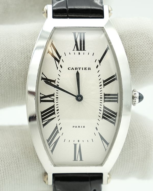 Cartier Tonneau 26MM Silver Dial Leather Strap (W1509551)