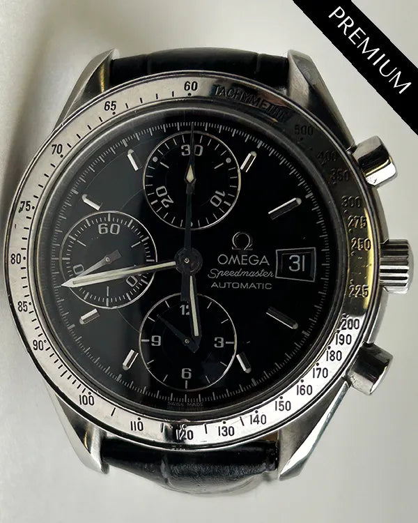 Omega Speedmaster Date 39MM Black Dial Aftermarket Leather Strap (3513.50.00)
