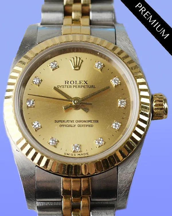 (SR:01/19)Rolex Oyster Perpetual 26MM Champagne Dial Two-Tone Jubilee Bracelet (76193)