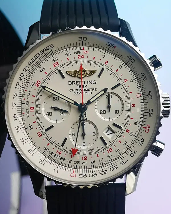 2018 Breitling Navitimer 48MM Silver Dial Rubber Strap (AB0441)