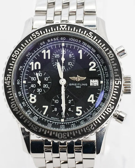 No Reserve - Breitling Navitimer Aviastar 40MM Black Dial Steel Bracelet (A13024)