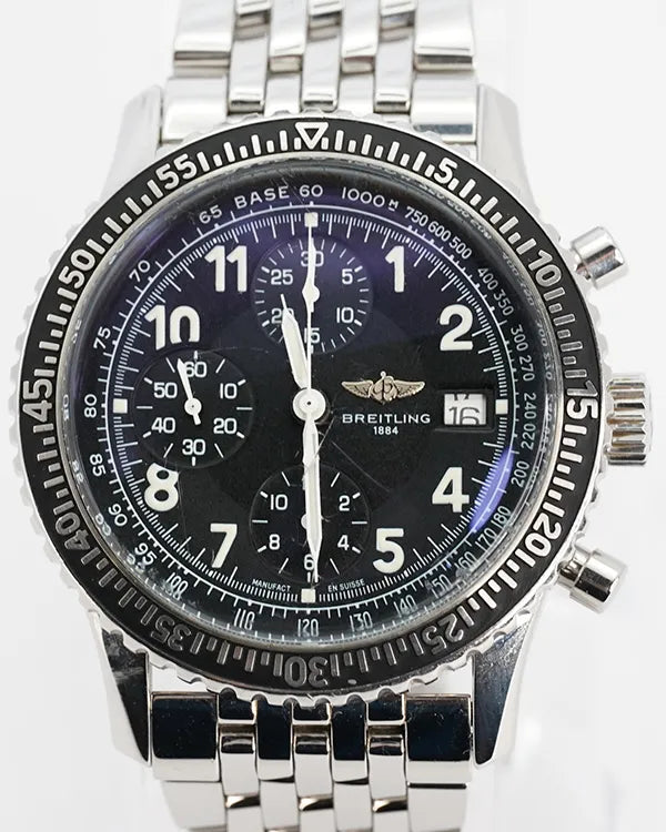 No Reserve - Breitling Navitimer Aviastar 40MM Black Dial Steel Bracelet (A13024)