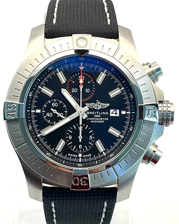 2024 Breitling Super Avenger Chronograph 48MM Black Dial Textile Strap (A13375101B1X2)