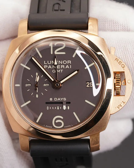 Panerai Luminor 1950 8 Days GMT L.E. 44MM Brown Dial Rubber Strap (PAM00289)