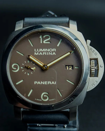 2014 Panerai Luminor Marina 1950 3 Days 44MM Tobacco Brown Dial Rubber Strap (PAM00351)