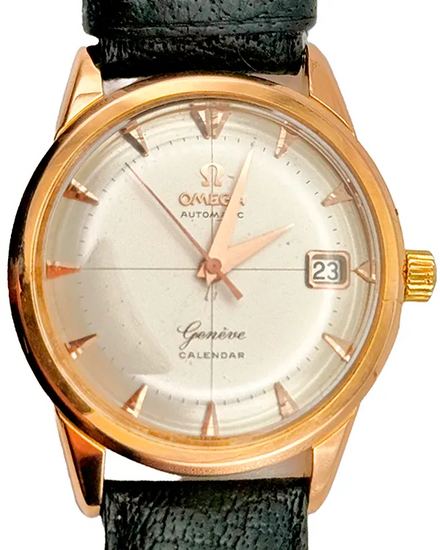 Omega Geneve Vintage Calendar 35MM Silver Dial Aftermarket Leather Strap (2982.1)